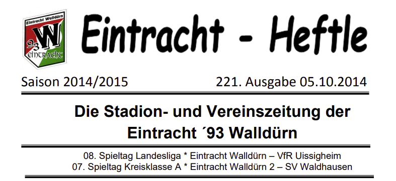 Eintracht Heftle Saison 2014/2015 | 221. Ausgabe
